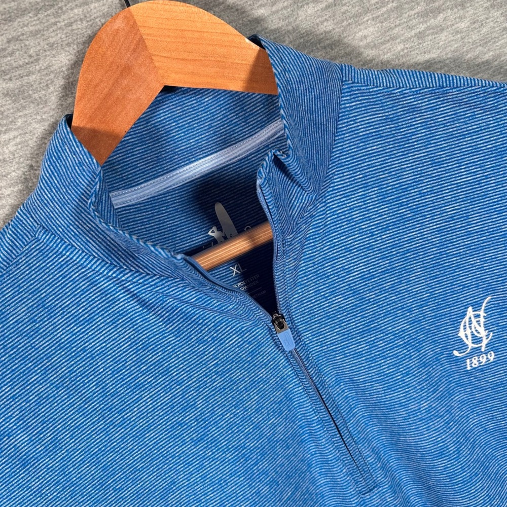 Johnnie-O Vaughn Quarter Zip Pullover Mens XL Blue Striped Golf Shirt 1/4 Logo